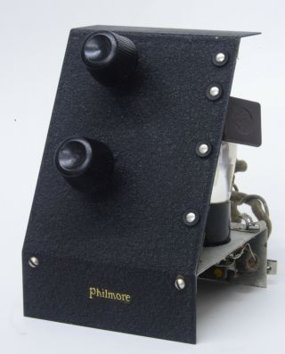 1930s Vintage Philmore Radio Receiver 2 Tube Slant Front Panel Non - Crystal Set