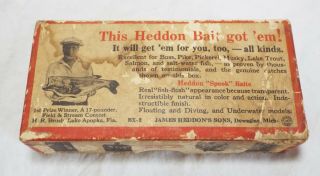 Old Vintage HEDDON 2100 CRAZY CRAWLER Wooden FISHING LURE w/ Box 7