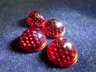 Antique Vintage (50) RARE RED Glass CATS EYE (REFLECTOR JEWEL BEADS) Faceted 5