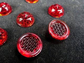 Antique Vintage (50) RARE RED Glass CATS EYE (REFLECTOR JEWEL BEADS) Faceted 6