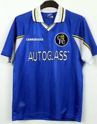 Rare Chelsea 1997 Autoglass Vintage Umbro Home Shirt (m) Jersey 1998 1999 1990s