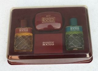 Vintage Monsieur Rochas Set Eau De Cologne - Soap - After Shave - Cologne Wipes