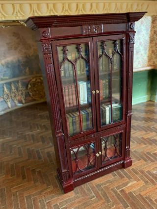 Miniature Dollhouse Vintage Early Bespaq Library Cabinet Filled With 65 Books