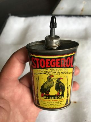 Vintage Handy Oiler Gun Oil Can Tin Lead Top Stoegerol Household Oil Stoeger Arm