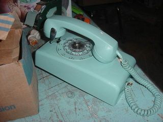 Vtg Telephone Rotary Wall Phone Light Blue Aqua Stromberg Carlson