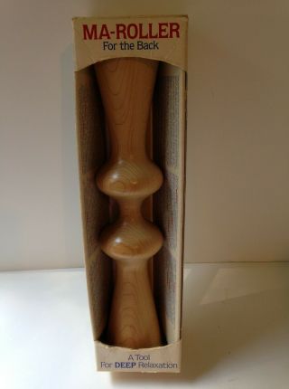 Vintage Noriki Ma - Roller Wood Back Spine Neck Deep Tissue Massager Nib