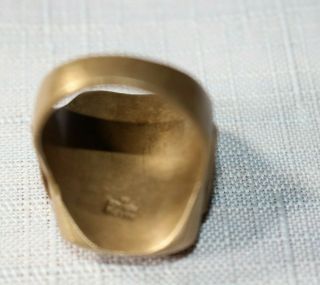 Very Old and Rare Vintage Antique Mens Lucky Horse Shoe Inlay Ring Size10.  5 4