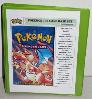 Pokemon Rare Out Of Print Eng Base Complete 102 Card Set,  Binder All Holos Rar