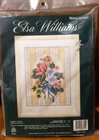 Rare Elsa Williams Needlepoint Kit Waverly Floral Tapestry Vintage Joan Marchie
