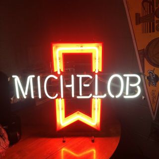 Vintage Michelob Beer Neon Lighted Sign 1988 Safe