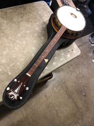Vintage 1960s Kay 5 String Banjo W/case Tuners Kelvinator Logo Japan Teisco