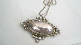 Vintage Mexico Taxco Td - 77 Sterling Silver Ball,  Braid,  Mirror Domed Pin,  Necklace