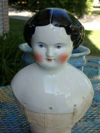 Antique Large Head Shoulder China Head 6 Inch Tall 5.  5 Wide 26 Tall No Chips