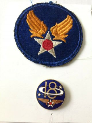 U.  S.  Army Air Force Colored Patch And Insignia Of The 18th Army Air Force