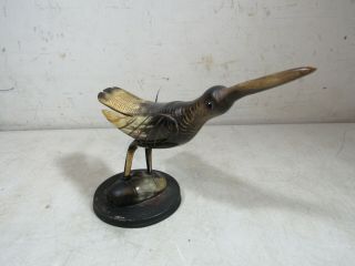 Vintage/antique Animal Horn Sandpiper Shore Bird Hand Carved Figure Statue