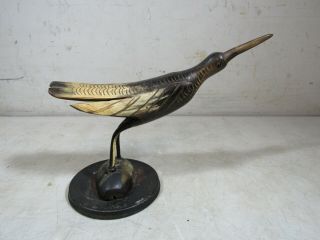 Vintage/Antique Animal Horn Sandpiper Shore Bird Hand Carved Figure Statue 3