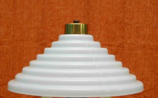 Vintage Art Deco Stepped Geometric White Milk Glass Lamp Light Shade 16 "