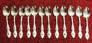 12 Oneida 1881 Rogers Oneida Ltd.  Silverplate 1967 Baroque Rose Demitasse Spoons