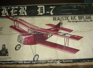 Midwest Products Fokker D - 7 Biplane Vintage Rare Airplane Kit 44 " Span