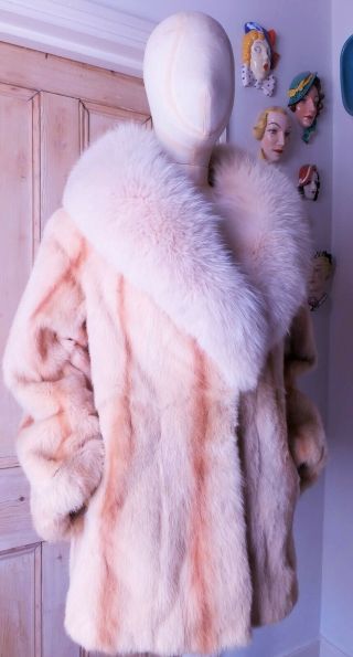 Exquisite Real Fur 30 " Long Desert Gold Creamy Gold Mink Jacket - Uk Size 8 10.