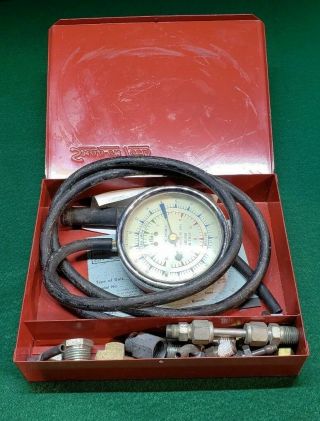 Vintage Snap - On Tools Vacuum/fuel Pump Pressure Gauge With Case