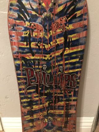 Vintage skateboard deck Jeff Phillips Pro Model Tie Dye Demons 1980’s. 2