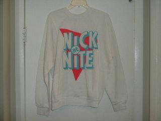Vtg Rare 1991 Mtv Networks Nick At Nite Sweatshirt White/pink/aqua Adult Unisex