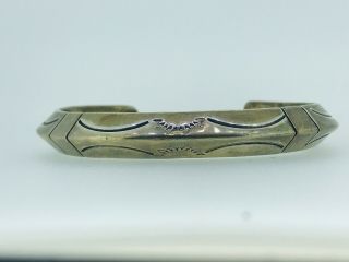 Large Vintage Estate Sterling Silver Stamped Navajo Cuff Bracelet Joe Corbet