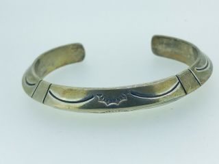 Large Vintage Estate Sterling Silver Stamped Navajo Cuff Bracelet Joe Corbet 2