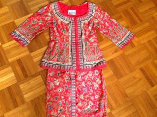 Rare Red Singapore Airlines Chief Stewardess Flight Attendant Uniform Kebaya