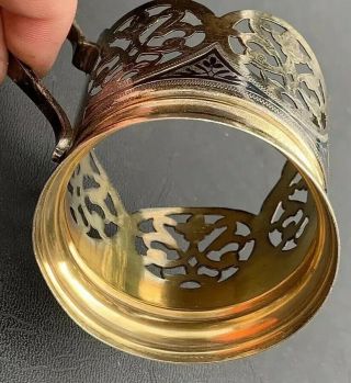 Russian 875 Solid Silver Gilt & Niello Tea Glass Holder 5