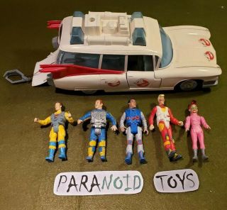 Vintage 1984 Ghostbusters Ecto - 1 Plastic Action Figure Large Car And 5 Figures
