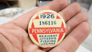 1926 Pennsylvania Fishing License Number 186116