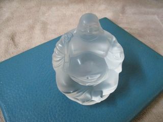 Lalique Happy Buddha Rare Frosted Crystal Glass Figurine Paperweight S11