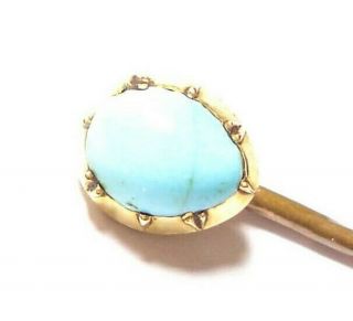 Antique Victorian 9ct Gold & Turquoise Stick Pin