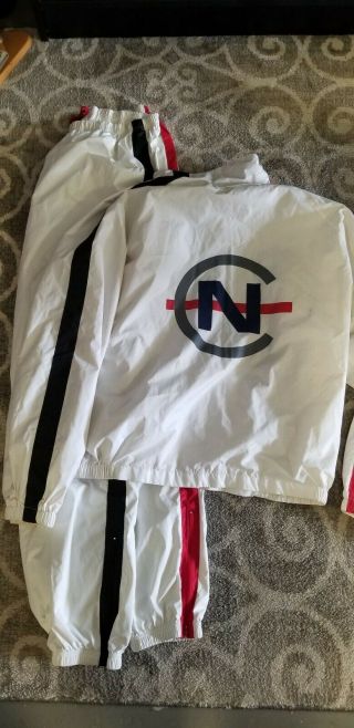 Vtg 90s Nautica Competition Xxl White Windbreaker Track Suit Logo Jacket & Pants