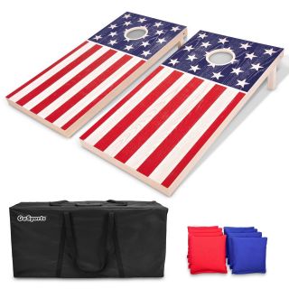 Gosports Regulation Solid Wood Cornhole Set - Vintage American Flag Usa Boards