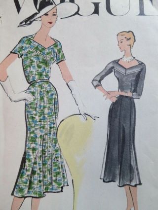 Vogue 9158 1957 Vintage Sewing Dress Pattern Size 16 Bust 36 50s 1950s Ff