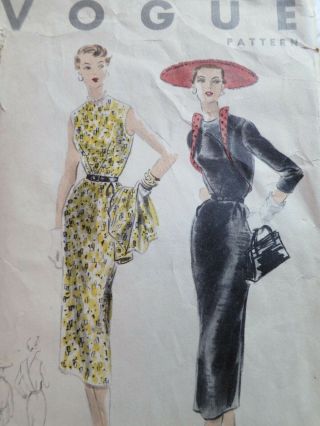Vogue 7998 1953 Vintage Sewing Dress Pattern Size 16 Bust 34 50s 1950s
