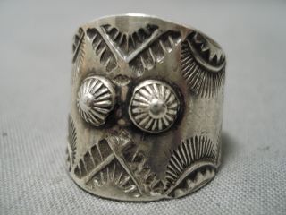 VINCENT VINTAGE NAVAJO STARBURSTS REPOUSSED STERLING SILVER RING 3