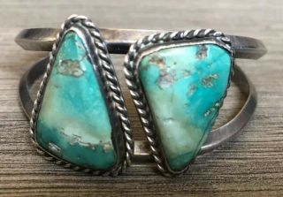 Gorgeous Vintage Navajo Green Turquoise & Sterling Silver Cuff Bracelet