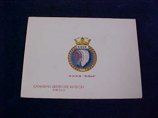 Ww2 " Rcn " Christmas Card " Hmcs Siou " Royal Canadian Navy