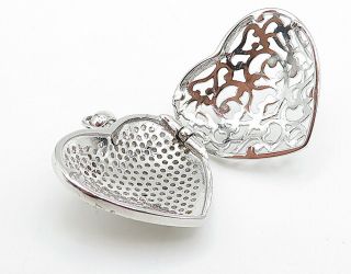 925 Silver - 1.  50 Carat Diamonds Heart Locket Pendant (OPENS) - P5719 3