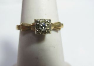 Vintage 1940s 14k Solid Gold Ring With Natural Diamond