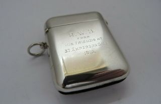 1912 CHESTER - SOLID SILVER - SAMPSON MORDAN - VESTA /MATCHSAFE - 60.  2 grams 3