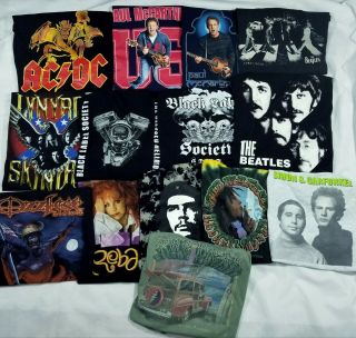 Bundle Of 14 Vintage Rock Metal Band Concert Tour Shirts Grateful Dead Beatles