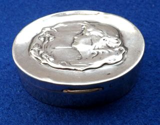 Antique Silver Art Nouveau Small Oval Box Hallmarked Birmingham 1909