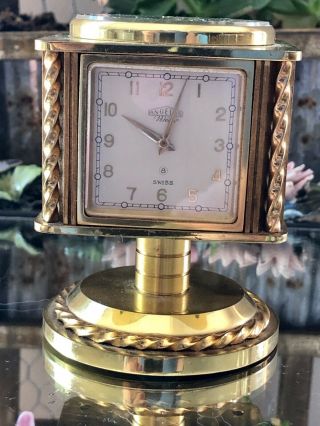 Vintage ANGELUS 8 day Thermometer Barometer Hygrometer Compass On Gold Base 2