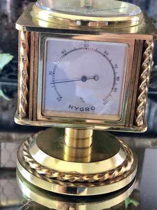 Vintage ANGELUS 8 day Thermometer Barometer Hygrometer Compass On Gold Base 4