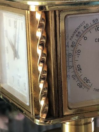 Vintage ANGELUS 8 day Thermometer Barometer Hygrometer Compass On Gold Base 6